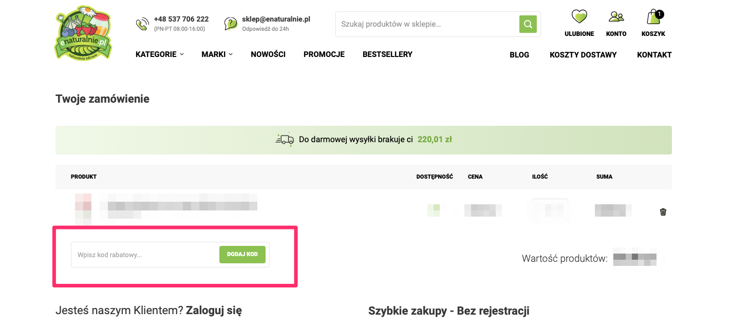 Enaturalnie.pl kod rabatowy | 10z / 5% rabatu | 2026 | DobreKupony.pl